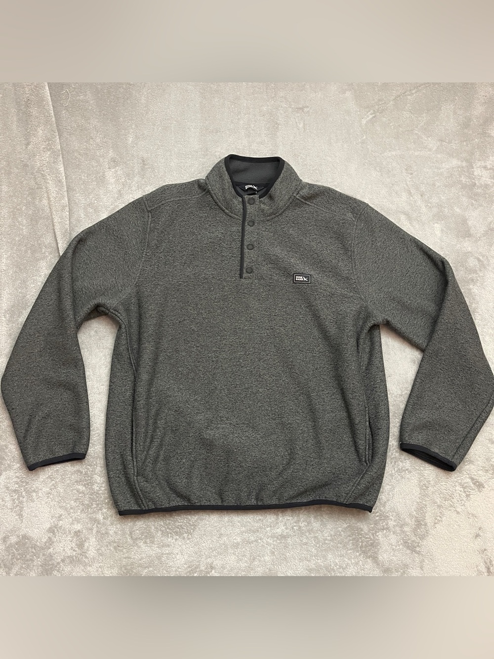 EDDIE BAUER - Men's Gray Fleece 1/4 Snap Button Up Sweater XL